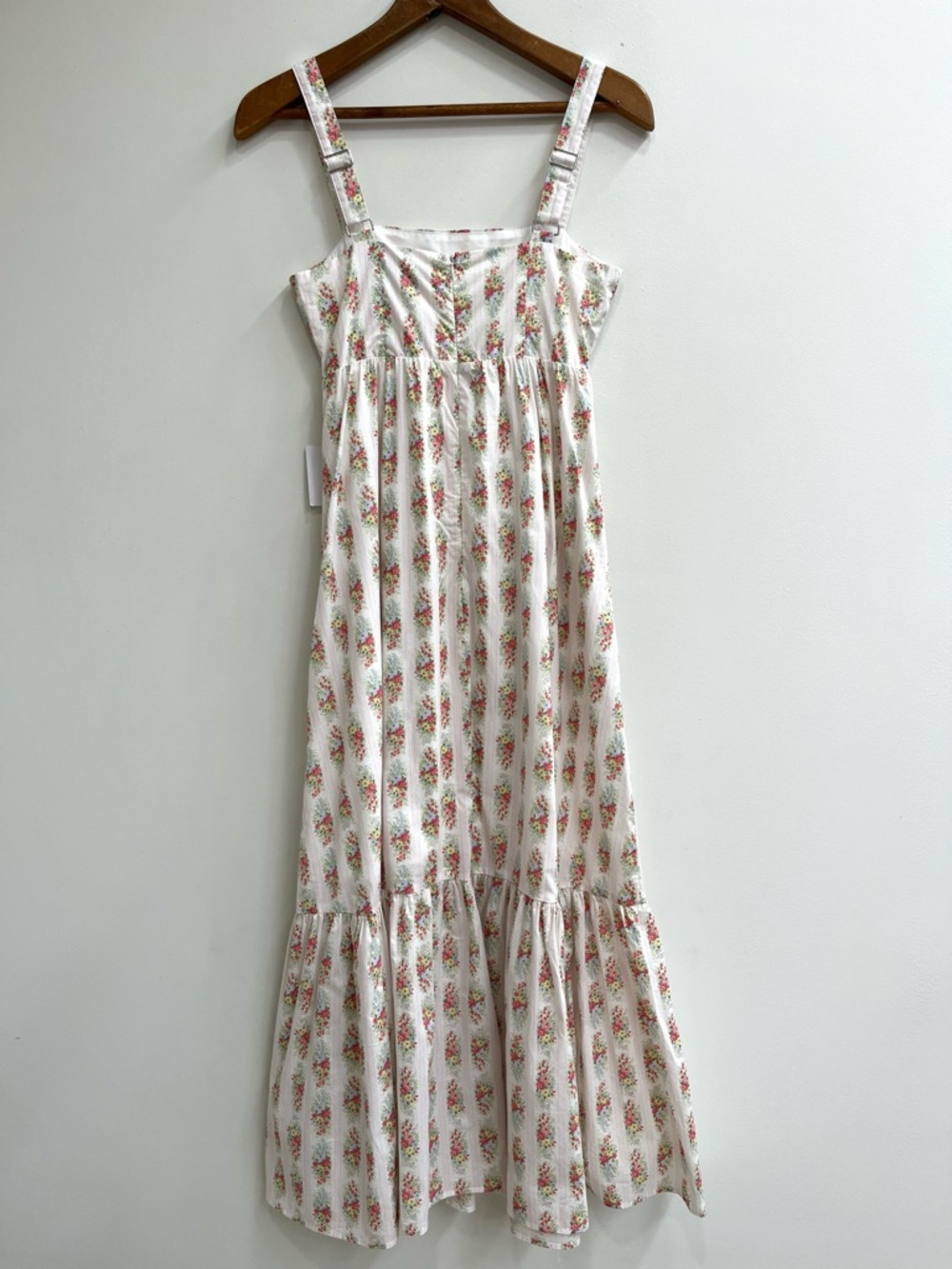 Petal & Pup Gabriela flower bouquet print maxi dress ivory pink cottagecore S - Picture 4 of 15